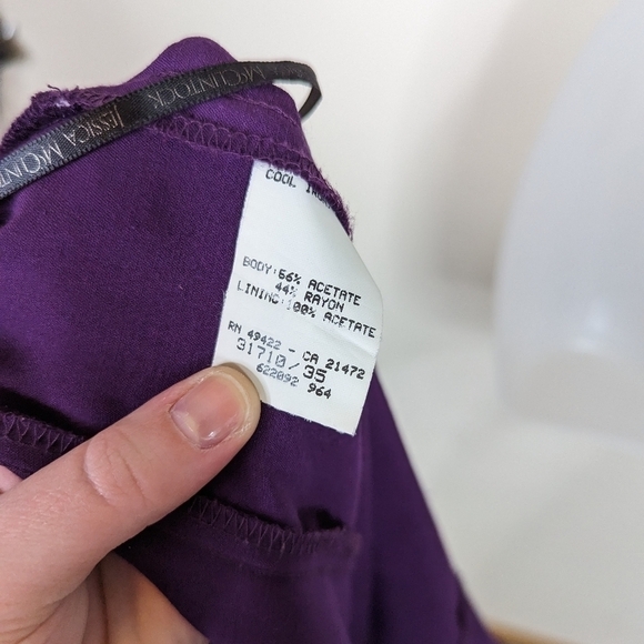 Jessica McClintock Gunne Sax Vintage Satin Embroidered Trumpet Formal Dress - Picture 5 of 6